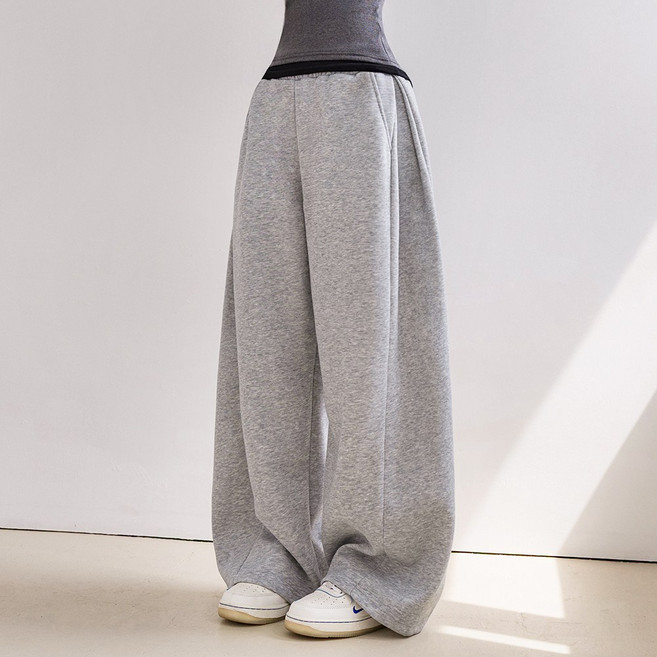 FITOJIM 여성 사이드 핀턱 밴딩 와이드 팬츠 트레이닝 바지