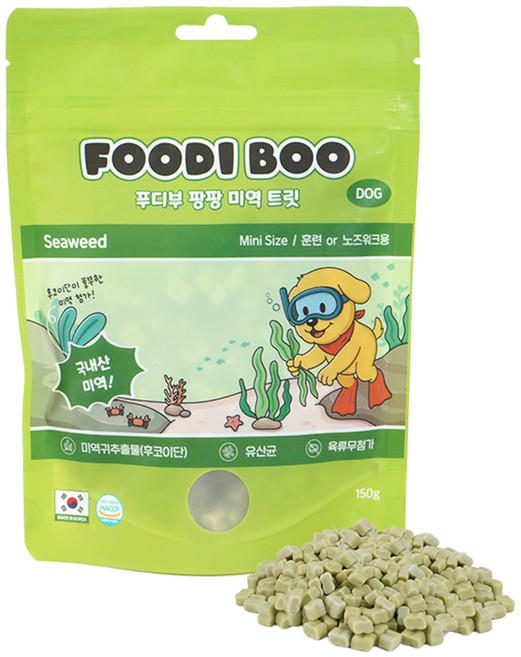 푸디부 강아지 간식 저칼로리 저알러지 노즈워크 트릿, 1개, 120g, 미역