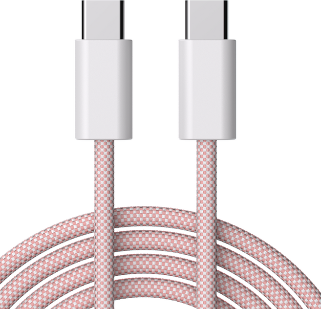 굿밸류 C타입-C타입 컬러 웨이브 PD 60W 고속충전케이블, 핑크, 1개, 2m