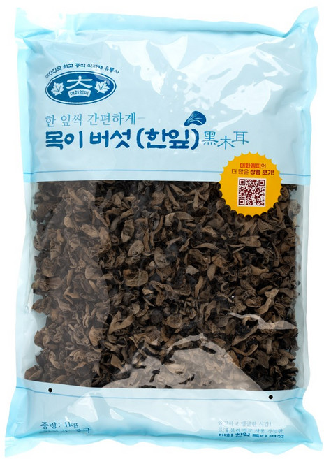 한입 크기 흑목이버섯 1kg 손질 목이 버섯 대용량 식자재, 1개