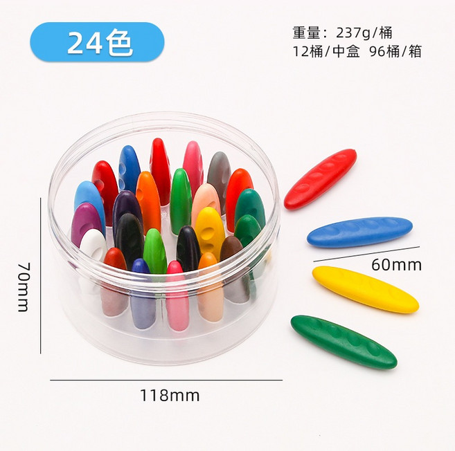 Kbls 洞洞蠟筆 24色 水洗不髒手 易握不易斷, 24色/盒, 1套, 24個
