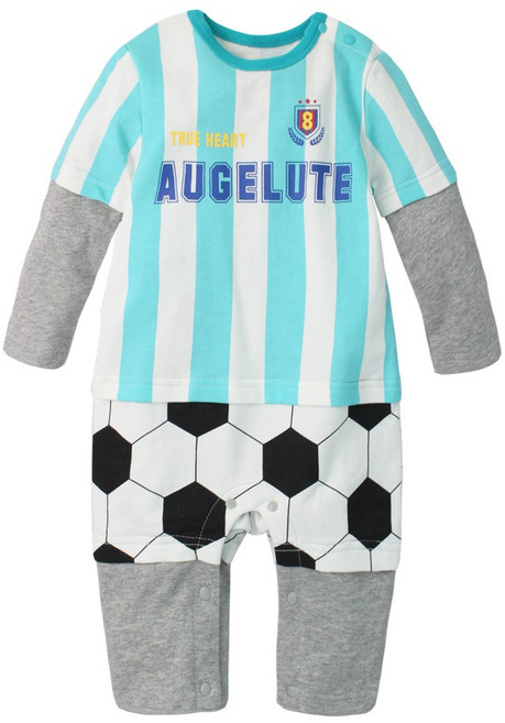 Augelute 長袖連身衣 運動風 假四件 造型爬服 男寶寶