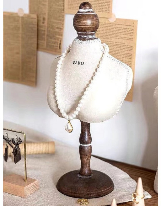 Kismetic 엔틱 레이스 목걸이 진열대, 1개, 브라운