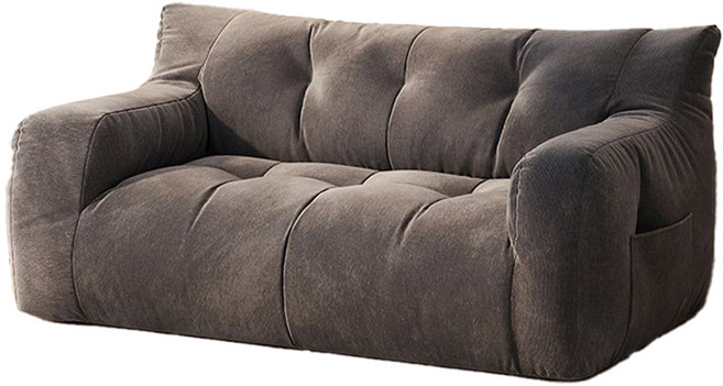 IPSKY 布藝懶人沙發 奶油風 小戶型客廳臥室適用, 灰色【雙人位125公分】, 灰色