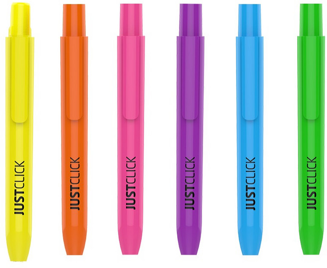 모리스 노크식 형광펜 M2 JUSTCLICK 단색 색상선택, 옐로우