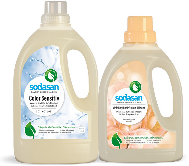 소다산 액상 세탁세제 센시티브 무향+섬유유연제 복숭아향 세트, 1개, 2.25L