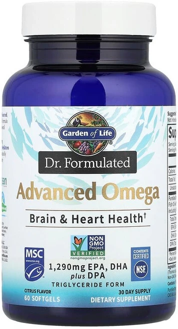 Garden of Life 의사가 제조 고급 오메가 시트러스 소프트젤 60정(소프트젤 1정당 645mg) Life (가든 오브 라이프), 60 개, 1개, 60정 - 쿠팡