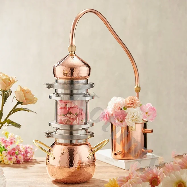 3L 구리 냄비 증류기 홈 브루 소형 Moonshine Still 에센셜 오일 하이드로졸 가전 제품, 03 3L Thickened glass