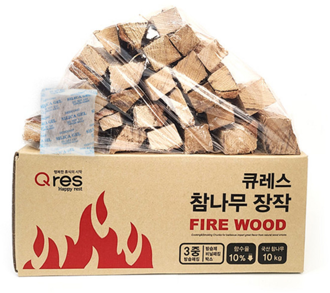 큐레스 3중 방습 국산 참나무 장작, 7kg, 1개
