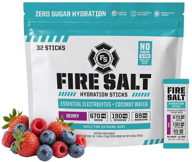 파이어 사이언스 소금 수화 스틱 전해질 및 워터 마그네슘 칼륨 나트륨 무설탕 이동 중 일회용 팩 버라이어티 맛 32 카운트, Berry, 0 26 Ounce (Pa of 32), 7.4g, 1
