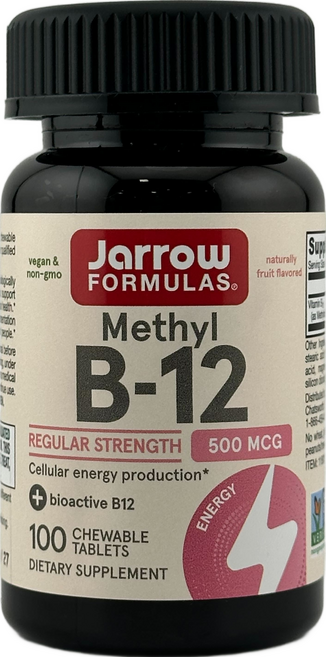 Jarrow Formulas 메틸 B-12 500 mcg 체리 로젠지, 100개입, 1개, 100정