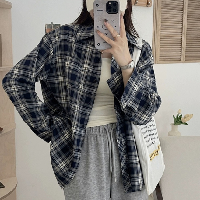 [데일리룩] 하르린 클래식 체크 셔츠 여성 기본템