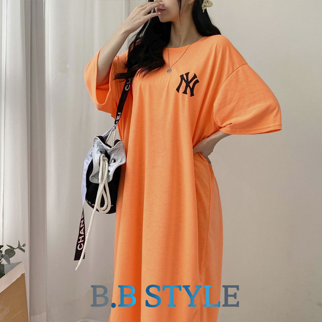 66-110 시원찰랑 빅사이즈 루즈핏 반팔 롱원피스 휴가룩 마실룩 홈웨어 4XL / 로지원피스