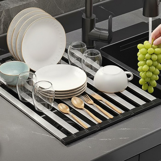 304 스테인리스 싱크대 롤매트 정리선반 싱크롤, 1개