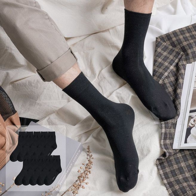 프롬산타 핏 좋은 무지중목 고밀도 여성 남성 국내생산 면양말 10켤레 M~XL