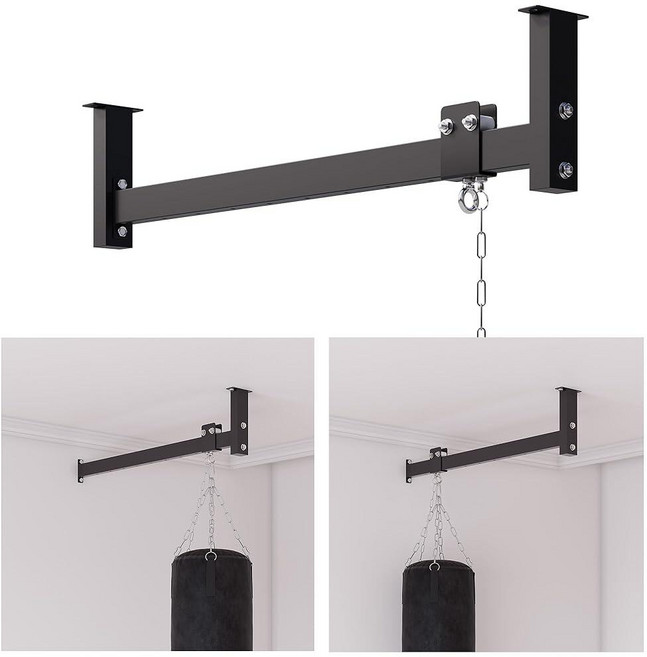 Wpokke 헤비 백 행거 롤러 벽 및 천장 마운트 106.7cm(42인치) 조절 가능한 슬라이딩 레일 펀칭 브래킷 복싱 킥복싱 MMA 무에타이용 공간 절약형 트랙 시, Wpokke 헤비 백 행거 롤러 벽 및 천장 마운트,