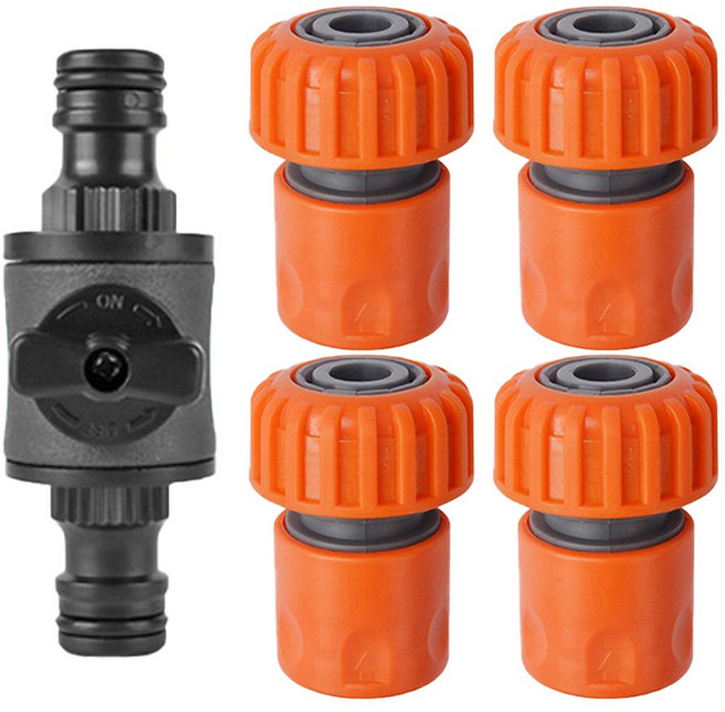 길그리 호스 중간 밸브 호수 연결 커넥터+원터치 어댑터(19-23mm) 5종세트, 1개