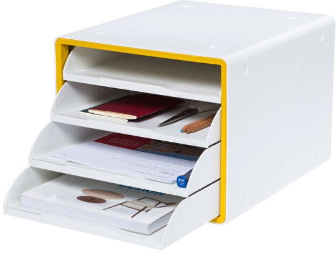 시스맥스 디럭스 오픈형 서류함, 옐로우, 4단