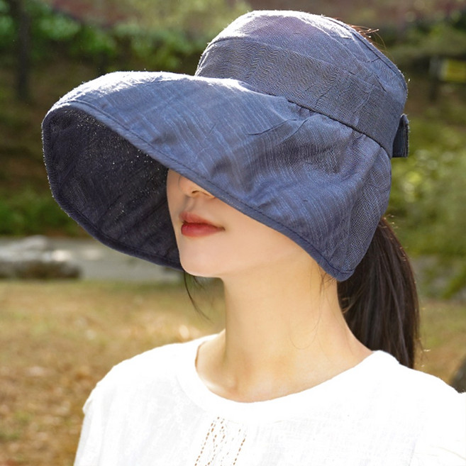 이코마켓 국산 휴대하기좋은 셔링 챙넓은 햇빛차단 썬캡 돌돌이모자 여성썬캡