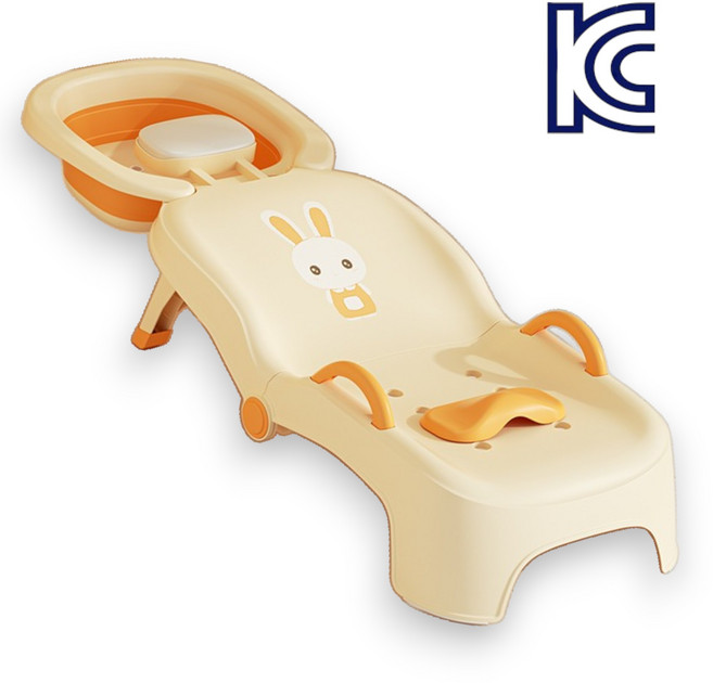 오브제 접이식 샴푸의자 KC인증 유아 누워서 샴푸 목욕 어린이 샴푸 머리감는 샴푸침대, 1개, 09.옐로우 PVC쿠션(접이식/샴푸대야 포함)