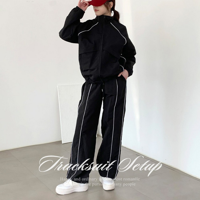 [순이야] S.여성 파이핑 아노락 집업 세트