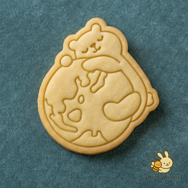 허니버니 사랑해 지구 (태평양 북극곰) 쿠키커터 쿠키틀 커피박틀 커피클레이 아이싱쿠키 커피박키링, 1개, (B) 6.9 x 7.6 cm