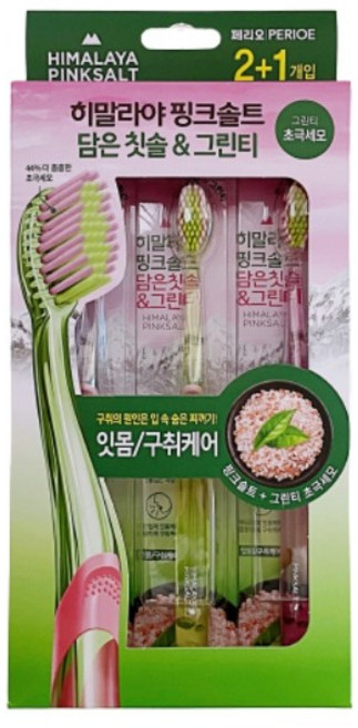 엘지생활건강 핑크솔트 담은 칫솔 그린티 초극세모 3입, 3개입, 1개