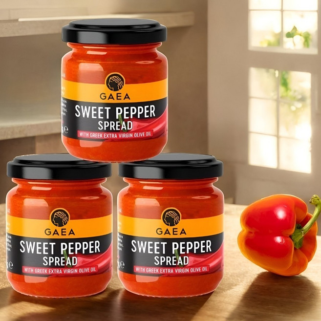 그리스 가이아 스위트 붉은 고추 페퍼 올리브 오일 스프레드 125g x3병