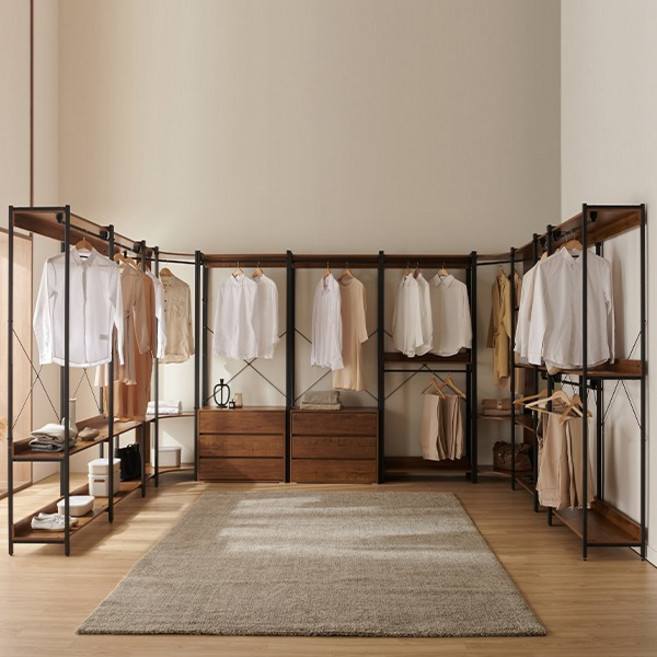 삼익가구 브랜티 월넛 철제 드레스룸 시스템 옷장, 07. 코너형