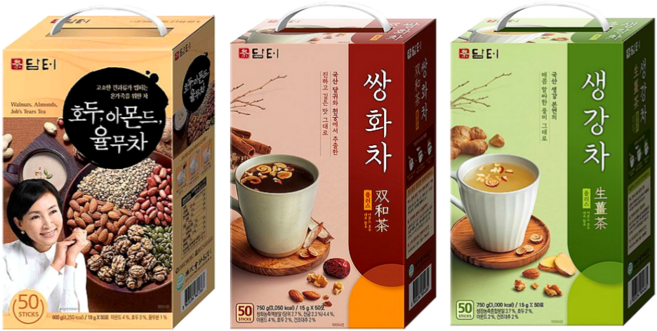 효진유통 담터 차 50개입 3종 율무차 + 쌍화차 + 생강차, 3개, 15g