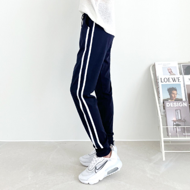 잘빠진 여성용 냉감 통기성 썸머 밴딩 쿨 두줄라인 조거 팬츠