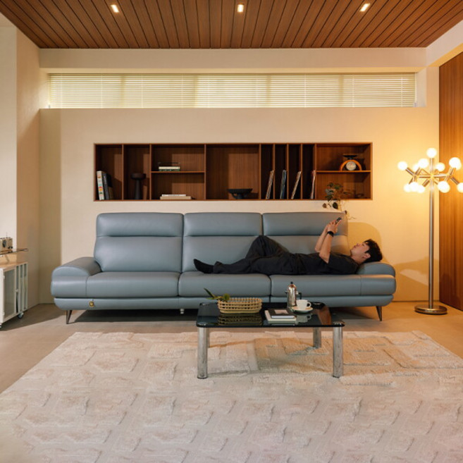 [다우닝] 클로 4인 전체 천연가죽 소파, 색상:딥그린