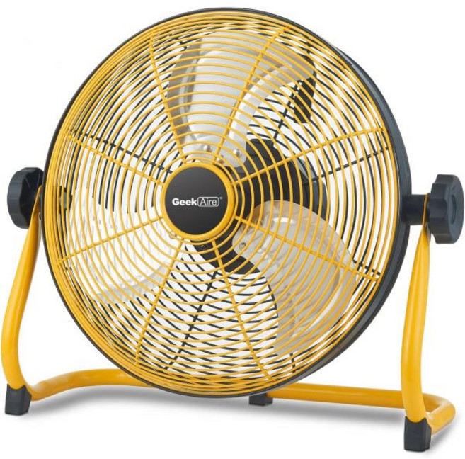 긱 에어 12인치 휴대용 배터리 작동 팬메탈 블레이드 360도 수직 기울기 20시간 시 무선 팬 캠핑 여행 텐트 허리케인 홈용, 12 Inch, 1개