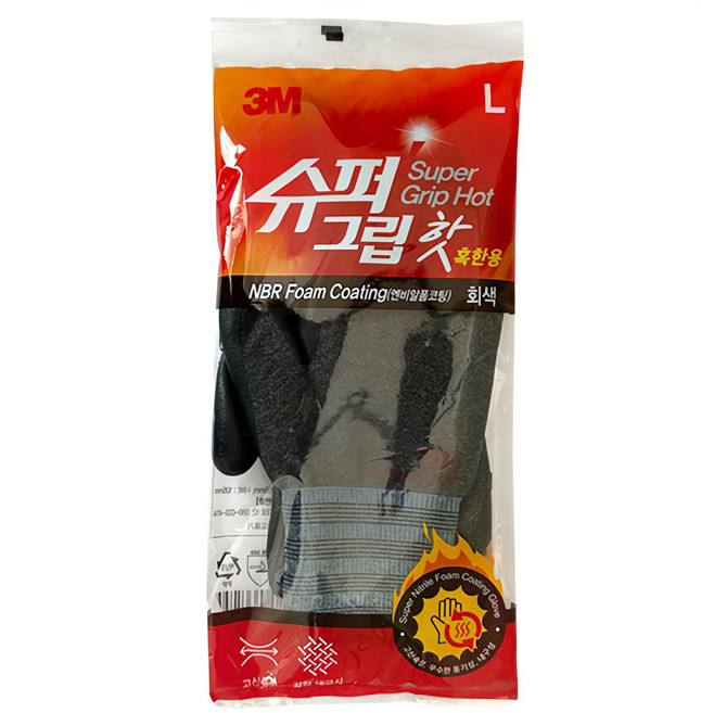 쓰리엠 슈퍼 그립 핫 장갑 L, 그레이, 1세트