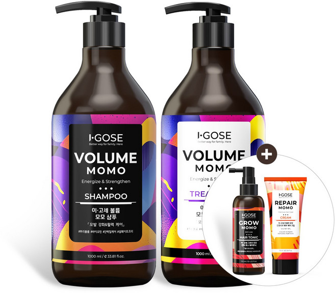 [모발 강화 세트] 이고세 탈모 비오틴 뿌리 볼륨 모발 강화 집중 케어 세트, 1개, 2.195L