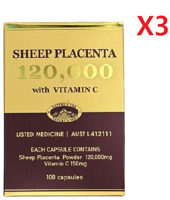 호주 네이쳐스탑 양태반 120000mg 비타민C 100정-3개, 3개, 100정