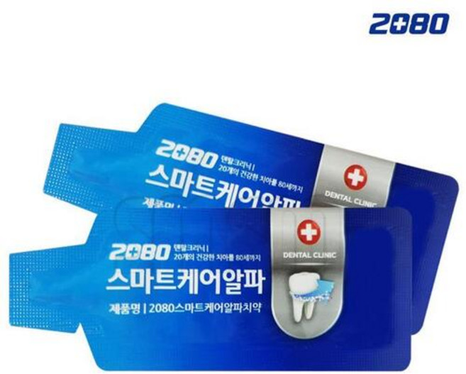 2080 스마트케어 알파 일회용 치약 4g 파우치형 휴대용 여행용 호텔용 세면도구 치약, 1개