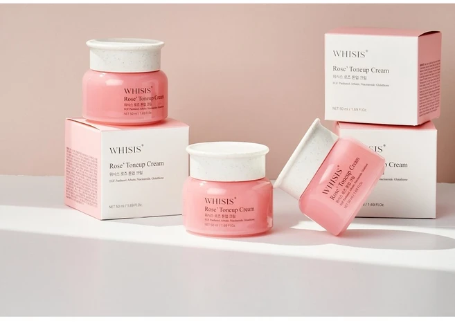위시스 로즈 톤업 크림 50ml [WHISIS ROSE TONEUP CREAM] 미백 주름개선 이중 기능성 화장품 피부톤 업 촉촉 보송보송 화사한 피부톤., 1개 - 쿠팡