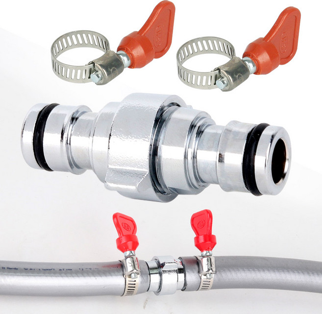 물호스 연장 원터치형 양쪽 커플링 연결구와 호스밴드2p, 1개