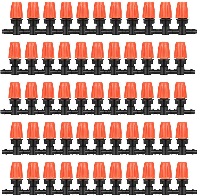 50 Pcs 3 방향 분무 노즐 조정 가능한 안개 노즐 물방울 관개 이미 터 온실 급수 시스템, 보여진 바와 같이, 하나, 한개옵션0