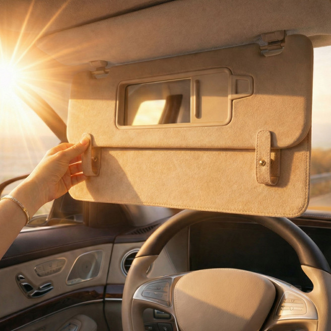 픽바이슈 확장형 선바이저 차량용 햇빛가리개 연장 패널, 1개, 베이지