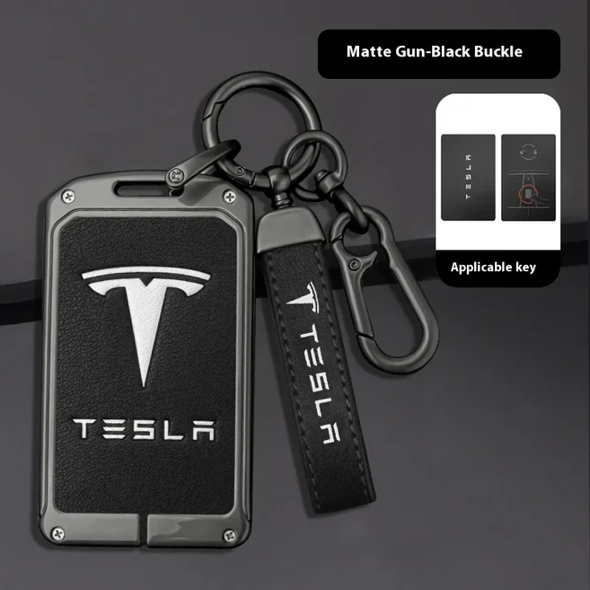 테슬라 모델 3 모델 S X Y 로드스터 사이버트럭 자동차 메탈 키 케이스 커버 키리스 카드 보호대 홀더 액세서리, [07] Gun Black 1