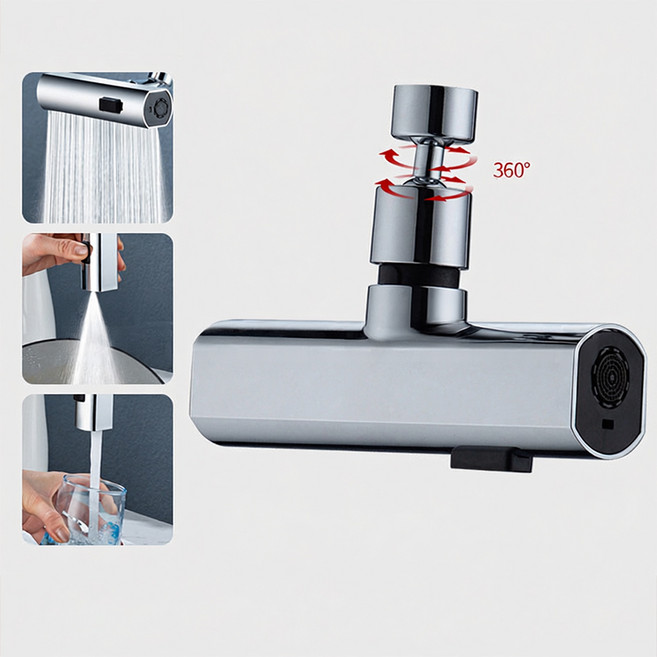 Tixpra 부엌 수전 360 만능 회전 3단 수출 싱크대 회전 스프레이 수도꼭지 어댑터, 1개