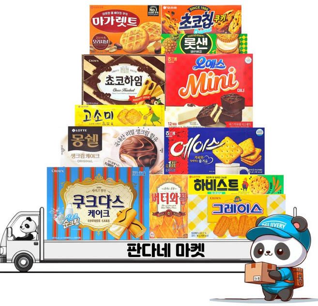 [ 판다네 마켓 ] 과자 12종-C세트 다과 파티 선물 종합 사무실 탕비실 스낵 간식 행사 어린이 세미나 학원 펜트리, 1개, 과자세트 12종