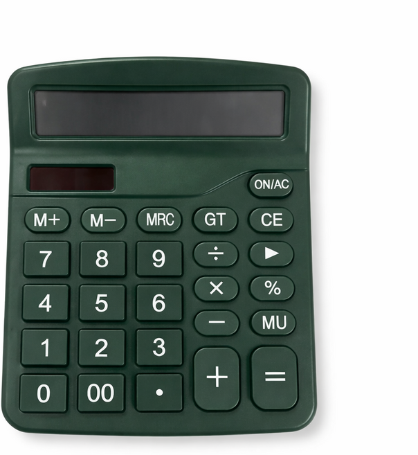 다용도 사무 가정 탁상용 파스텔 계산기, 1개, 다크그린