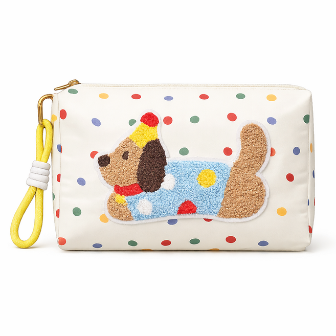 TRIVON 트리본 강아지 산책 파우치 배변봉투 간식 수납 외출, 1개, 아이보리 도트