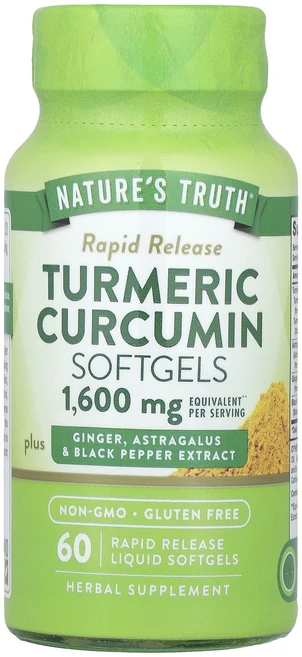 Nature's Truth 강황 커큐민 생강 황기 및 흑후추 추출물 함유 속방형 액상 소프트젤 60정, NaturesTruth강황커큐민생강황기및흑후추추출물함유, 1개 - 쿠팡