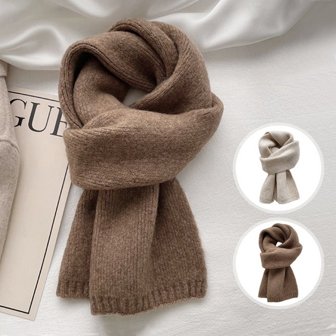 [1+1] 허블리 남녀공용 도톰 니트 머플러 울 목도리