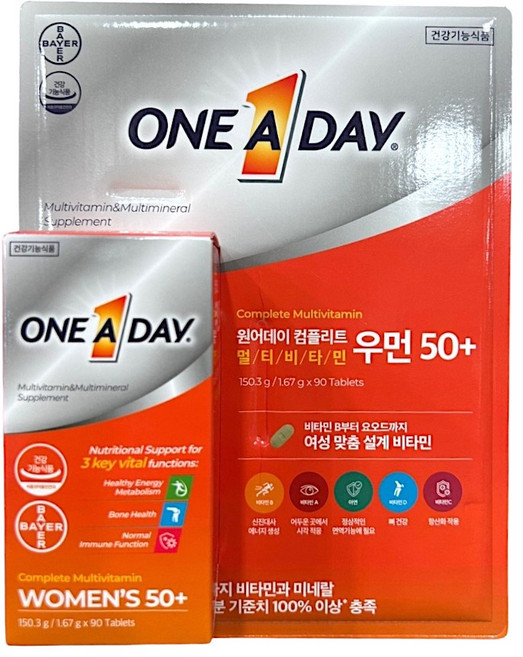 바이엘 원어데이 컴플리트 멀티비타민 우먼50+ 1.67g x 90정, 1박스