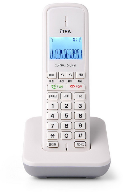 ITEK 무선전화기 IK-1030 흰색 한글메뉴 발신자표시 스피커폰 무음 가정용 사무실 매장, 1개